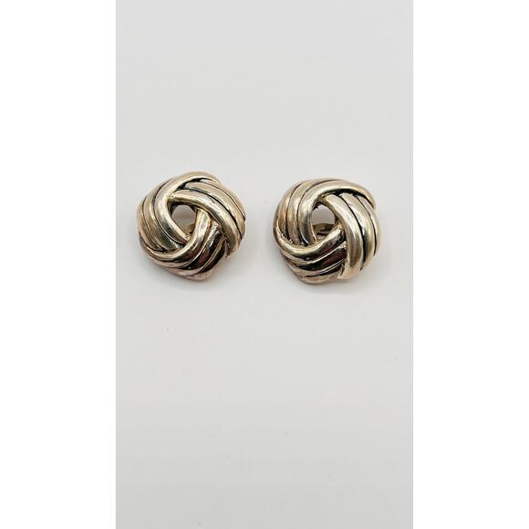 Vintage Designer Yaacov Heller Sterling Silver 925 Clip On Earrings Trinity Knot